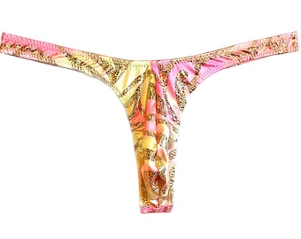 Tie Dye-Gold Hologram Super Slim ED* Thong * Swimsuit