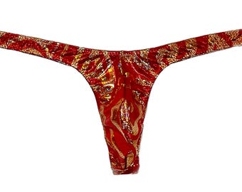 Men’s Red Hologram Swirl Super Slim ED* Thong * Swimsuit