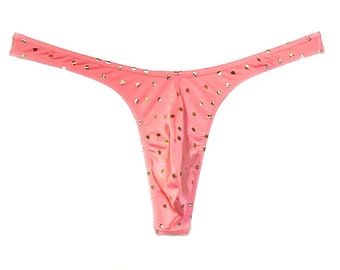 Coral-Gold Stars Super Slim ED* Thong * Swimsuit