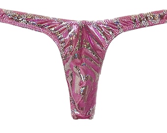 Men’s Pink Hologram Swirl Super Slim ED* Thong * Swimsuit