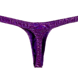 Herren Lila-Blauer Shattered Hologram Super Slim ED * String * Badeanzug