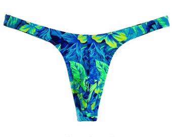 Turquoise-Green Tropical Super Slim Ed* Thong * Swimsuit