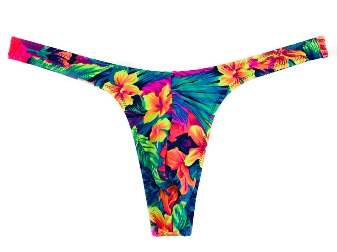 Bright Multi Tropical Super Slim ED Thong Swimsuit - Etsy