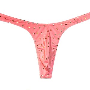 Coral-Gold Stars Super Slim ED* Thong * Swimsuit