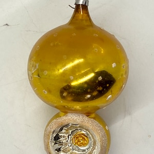 Vintage West Germany Gold Glass Ball Ornament, Christmas Tree,Double Indent