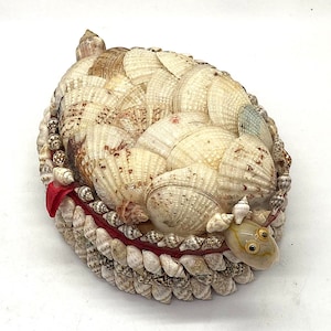 Vintage Seashell Turtle Box, Trinket, Jewelry Container,Seashore Souvenir