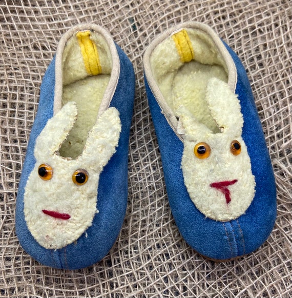 Vintage Children’s Slippers,Moccasins Rabbit, Bun… - image 2