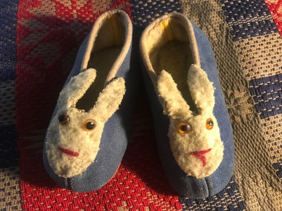 Vintage Children’s Slippers,Moccasins Rabbit, Bun… - image 1