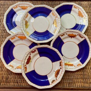Vintage Rosenthal Plates,Appetizer,Side, Dessert, Lunch, Cobalt Blue and Gold, Pomegranate,Pattern “Maria”Set of 6, Tableware, Circa 1940,