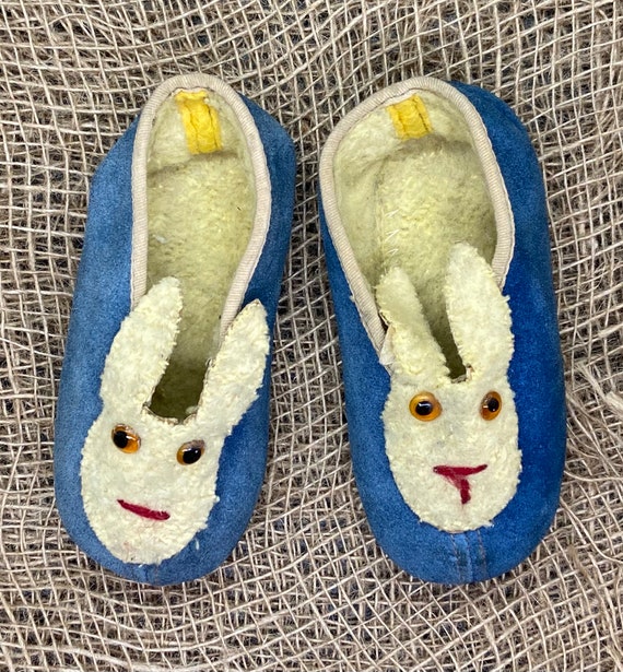 Vintage Children’s Slippers,Moccasins Rabbit, Bun… - image 3