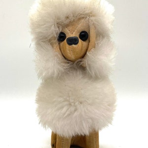Vintage Plush French Poodle, Kamar, Made in Japan, 1966, 7” Tall, Beige/White,MCM Collectible Dog