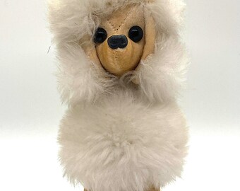 Vintage Plush French Poodle, Kamar, Made in Japan, 1966, 7” Tall, Beige/White,MCM Collectible Dog