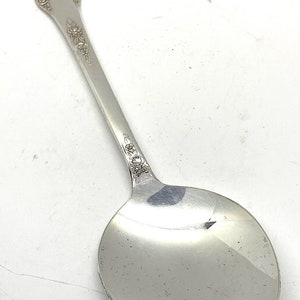 Vintage serveringssked "Holiday" mönster 30 cm monogram, King Edward, NSC 1951