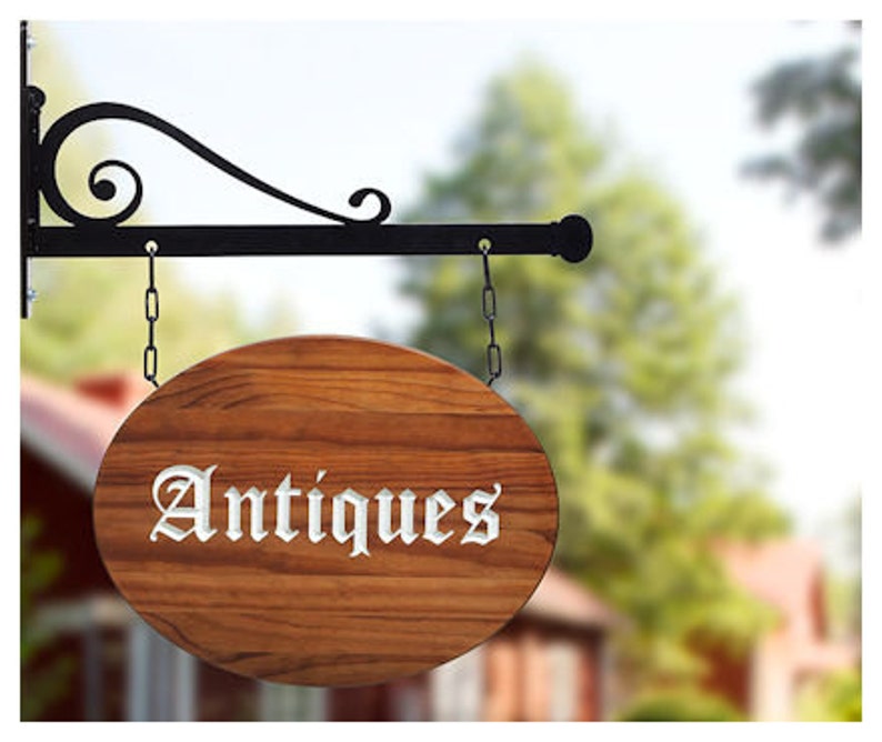 Hanging shop sign with iron bracket oval sign Two sizes Etsy