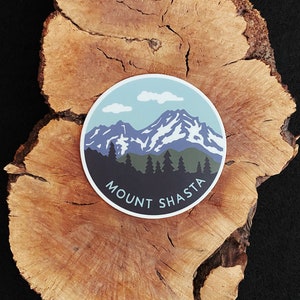 Mount Shasta Round Vinyl Sticker - 3" Premium Weatherproof Vinyl - Measures 3”x3" Circle - Mt. Shasta Sticker