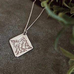 Mt. Hood #2 Handmade Sterling Silver Fine Silver Necklace -  diamond pendant, Mother&#39;s Day Gift, mountain necklace, minimalist jewelry