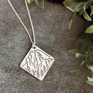 Yosemite Half Dome #1 Handmade Sterling Fine Silver Necklace -  diamond pendant, Mother&#39;s Day Gift, mountain necklace, minimalist jewelry