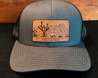 Joshua Tree  - California - National Park - Mountain Leather Patch Richardson Hat Adjustable Snapback