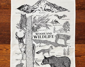 Woodland Wildlife Tea Towel (Dish Towel)