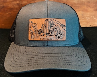 Yosemite  - California - Sierra Nevadas - Mountain Leather Patch Richardson Hat Adjustable Snapback
