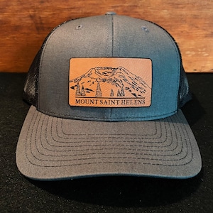 Mt. Saint Helens  - Washington - Cascades - Mountain Leather Patch Richardson Hat Adjustable Snapback