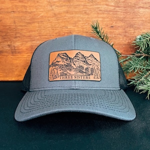 Three Sisters - Canmore - Alberta, Canada - Mountain Leather Patch Richardson Hat Adjustable Snapback