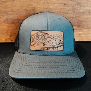 Quandary Peak - Colorado - Rocky Mountains - Mountain Leather Patch Richardson Hat Adjustable Snapback