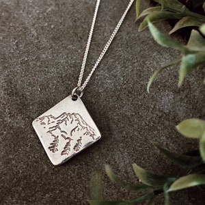 Mt. Shasta #2 Handmade Sterling Silver Fine Silver Necklace -  diamond pendant, Mother's Day Gift, mountain necklace, minimalist jewelry