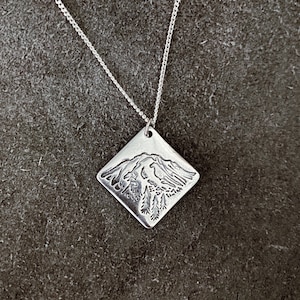 Mt. Lassen Handmade Sterling Silver Fine Silver Necklace -  diamond pendant, Mother&#39;s Day Gift, mountain necklace, minimalist jewelry
