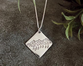 Three Sisters - Oregon - Handmade Sterling Fine Silver Necklace -  diamond pendant, Mother's Day Gift, mountain necklace, minimalist jewelry