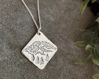 Denali Handmade Fine Silver Necklace -  diamond pendant, Mother's Day Gift, mountain necklace, minimalist jewelry