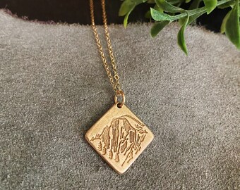 Yosemite Half Dome #2 Handmade Bronze Necklace -  diamond pendant, Mother's Day Gift, mountain necklace, minimalist jewelry