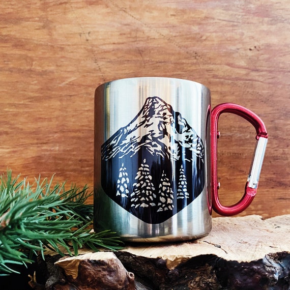 Campfire Coffee Mug With Carabiner Clip Handle Double Walled Insulated