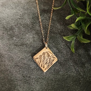 Yosemite Half Dome #2 Handmade Bronze Necklace -  diamond pendant, Mother&#39;s Day Gift, mountain necklace, minimalist jewelry