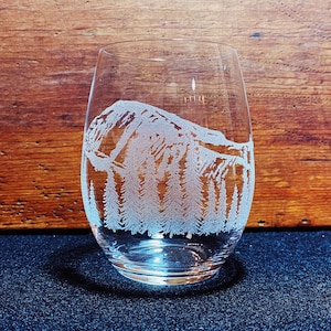 Quandary Peak - Colorado - Rocky Mountains - Engraved Crystal Stemless Wine Glass - Mt. Quandary - Tenmile Range - 1 Single Wine Glass