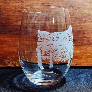 Mammoth Mountain California Sierra Nevadas Engraved Crystal Stemless Wine glass 1 Single Wine Glass image 2