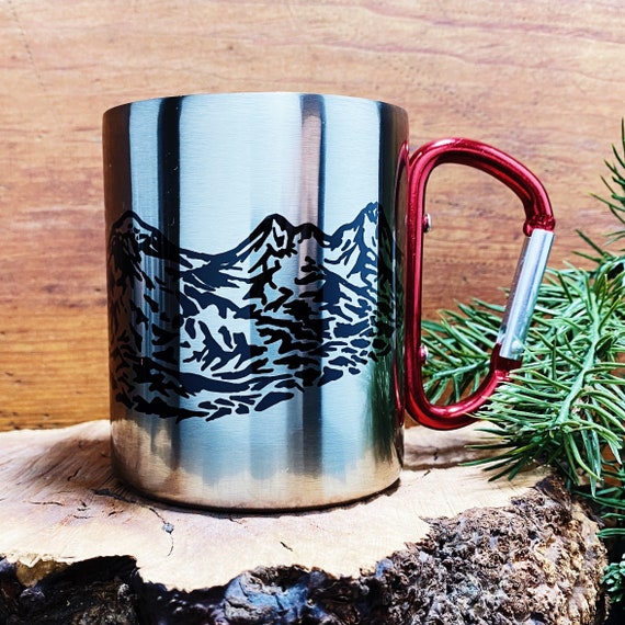Campfire Coffee Mug With Carabiner Clip Handle Double Walled Insulated