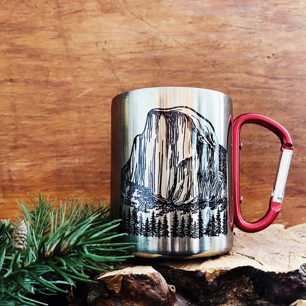 Yosemite Mug - Camp Mug, Steel Mug, Metal Mug, Backpacking Mug, Hiking Mug, Travel Mug, Coffee Mug, Tea Lover Gift, Carabiner Mug