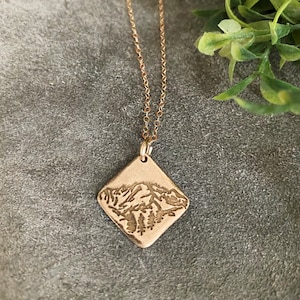 Pikes Peak Handmade Bronze Necklace -  diamond pendant, Mother&#39;s Day Gift, mountain necklace, minimalist jewelry
