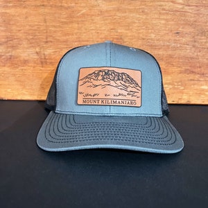 Mount Kilimanjaro - Tanzania - Seven Summits - Mountain Leather Patch Richardson Hat Adjustable Snapback