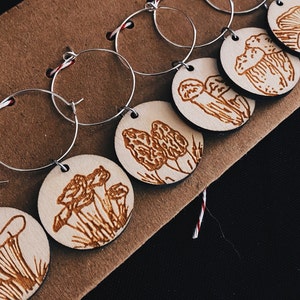 Foraged Mushrooms Wine Charms - Set of 6