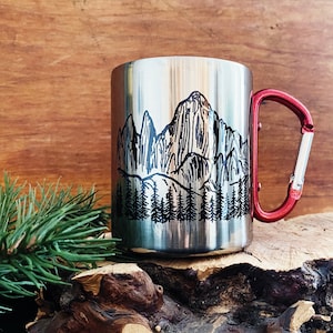 Mt. Whitney Mug - Camp Mug, Steel Mug, Metal Mug, Backpacking Mug, Hiking Mug, Travel Mug, Coffee Mug, Tea Lover Gift, Carabiner Mug
