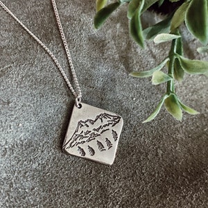 Mt. Shasta #5 Handmade Sterling Silver Fine Silver Necklace -  diamond pendant, Mother's Day Gift, mountain necklace, minimalist jewelry