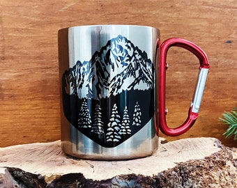 Mt. Sneffels - Colorado - Camp Mug, Steel Mug, Metal Mug, Backpacking Mug, Hiking Mug, Travel Mug, Coffee Mug, Tea Lover Gift, Carabiner Mug