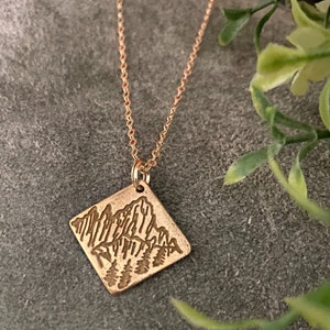Mt. Whitney Handmade Bronze Necklace -  diamond pendant, Mother&#39;s Day Gift, mountain necklace, minimalist jewelry