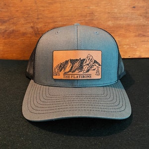 The Flatirons - Boulder, Colorado - Chautauqua Park - Mountain Leather Patch Richardson Hat Adjustable Snapback