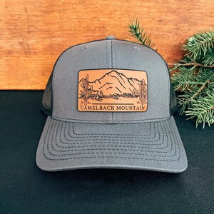 Cambelback Mountain  - Arizona - Phoenix Mountains - Mountain Leather Patch Richardson Hat Adjustable Snapback