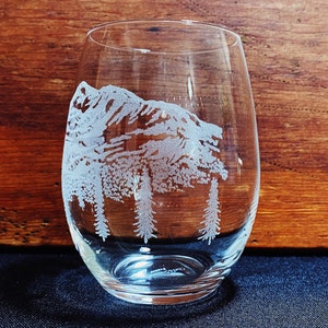 Mammoth Mountain California Sierra Nevadas Engraved Crystal Stemless Wine glass 1 Single Wine Glass image 5