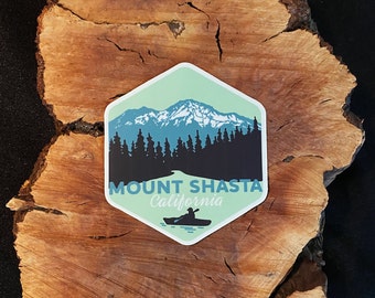 Mount Shasta Lake Life Hexagon Vinyl Sticker - 3" Premium Weatherproof Vinyl - Measures 3”x3" Circle - Mt. Shasta Sticker