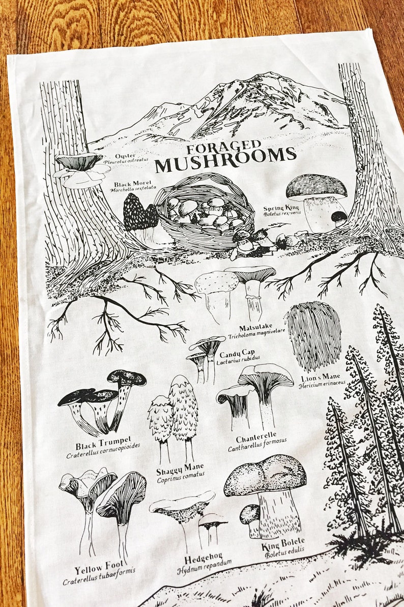 Foraged Mushrooms Tea Towel Dish Towel image 4